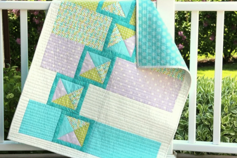 Modern quilt patterns in turquise and green