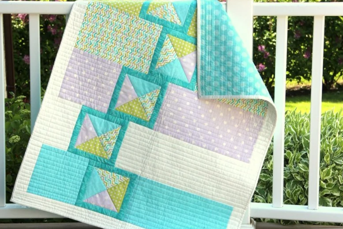 Modern quilt patterns in turquise and green
