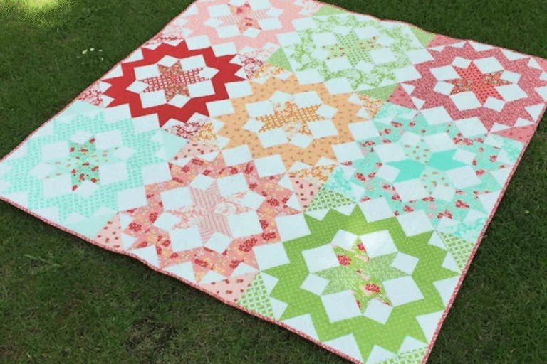 Patrick Fat Quarter quilt pattern with greens pinks Reds Etc