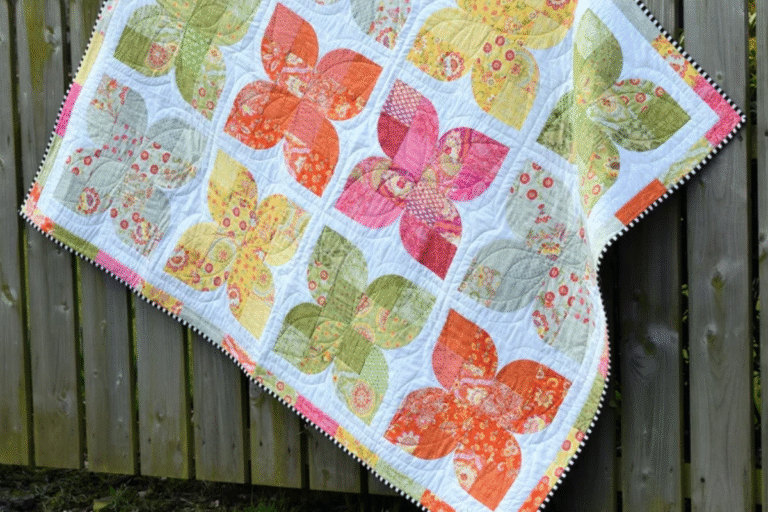 butterfly quilt pattern in primary colors
