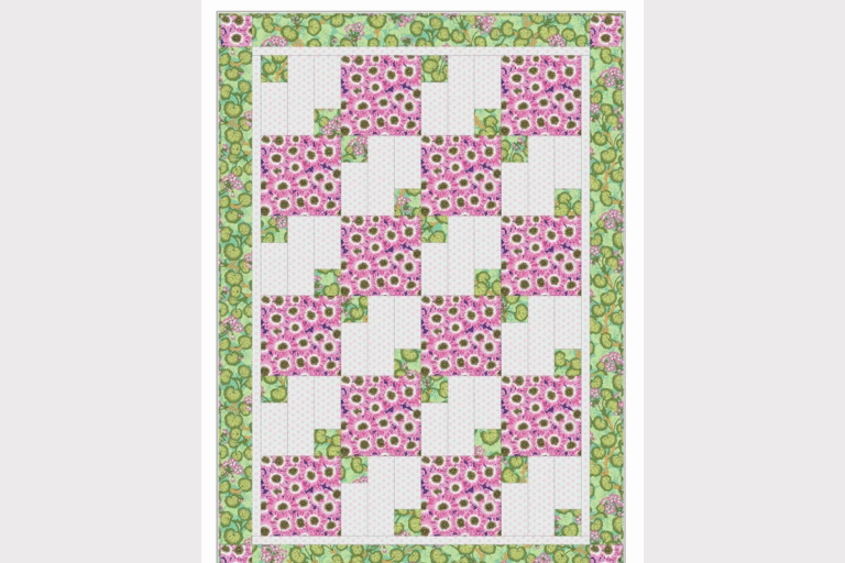 3 yard quilt pattern in greens and pinks