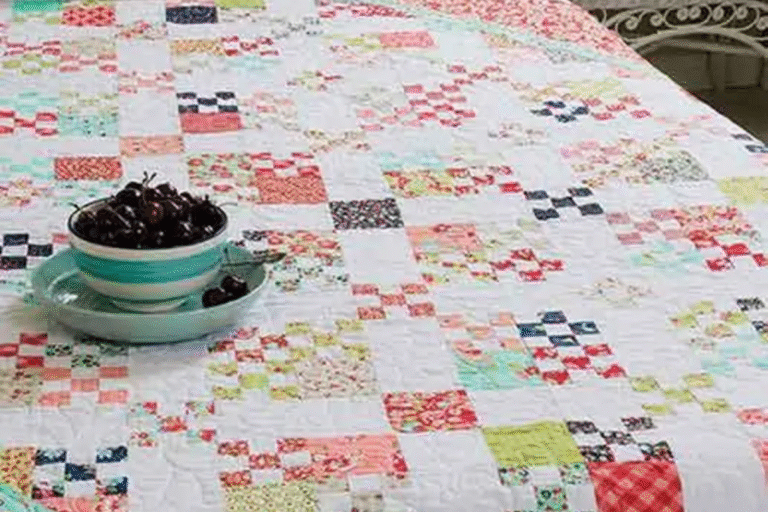 nine patch quilt in multiple colors