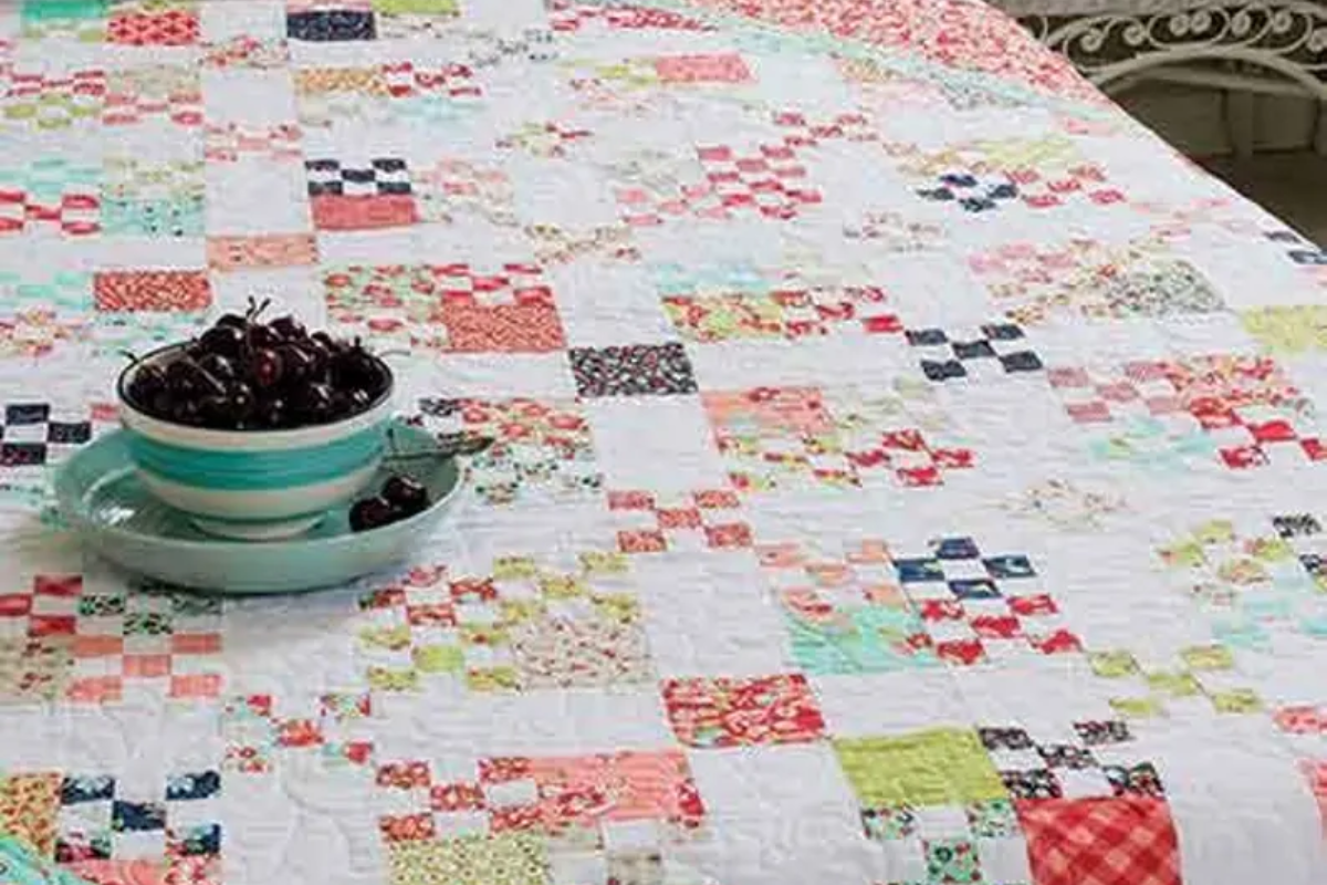 nine patch quilt in multiple colors